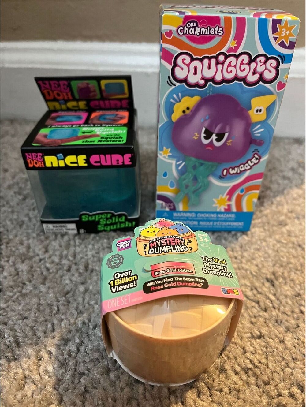 Squishy Bundle NeeDoh Nice Cube ORB Charmlet Squiggles RMS Mini Mystery Dumpling